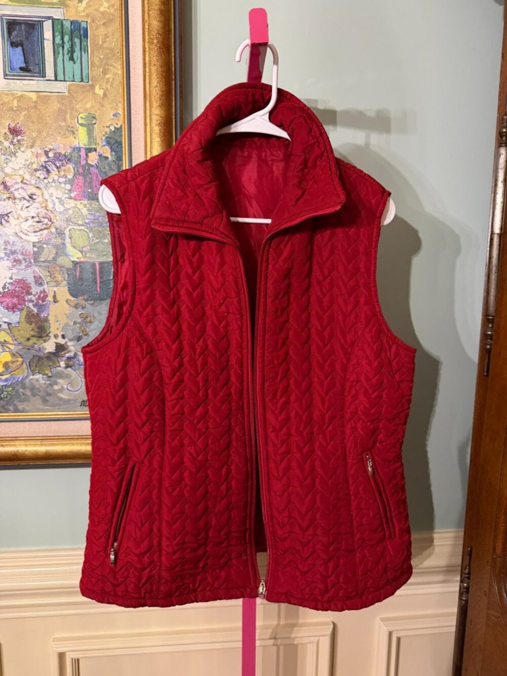 Women’s Red Quilted Zip Vest Size M